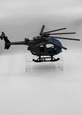 US Army Military Toy Helicopter Gray Blue Black w/ Blue Canopy Adjustable Blades